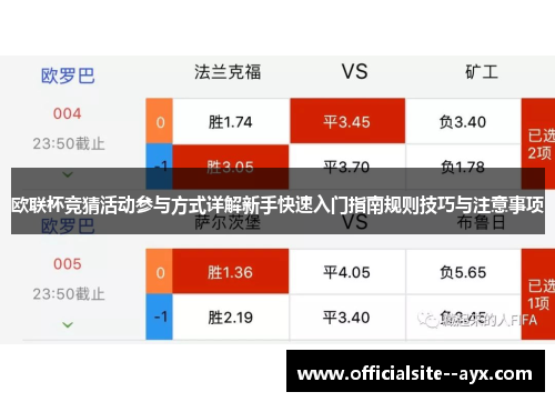 欧联杯竞猜活动参与方式详解新手快速入门指南规则技巧与注意事项